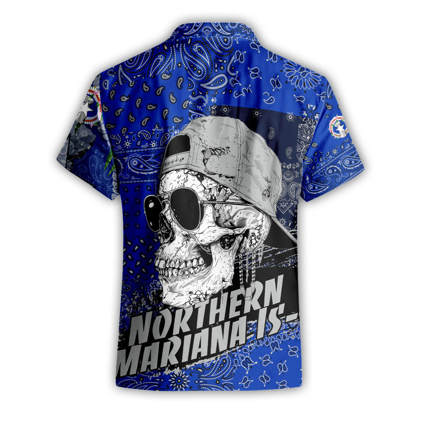 Northern Mariana Islands Short Sleeve Shirt Paisley Flag And Skull Style 2