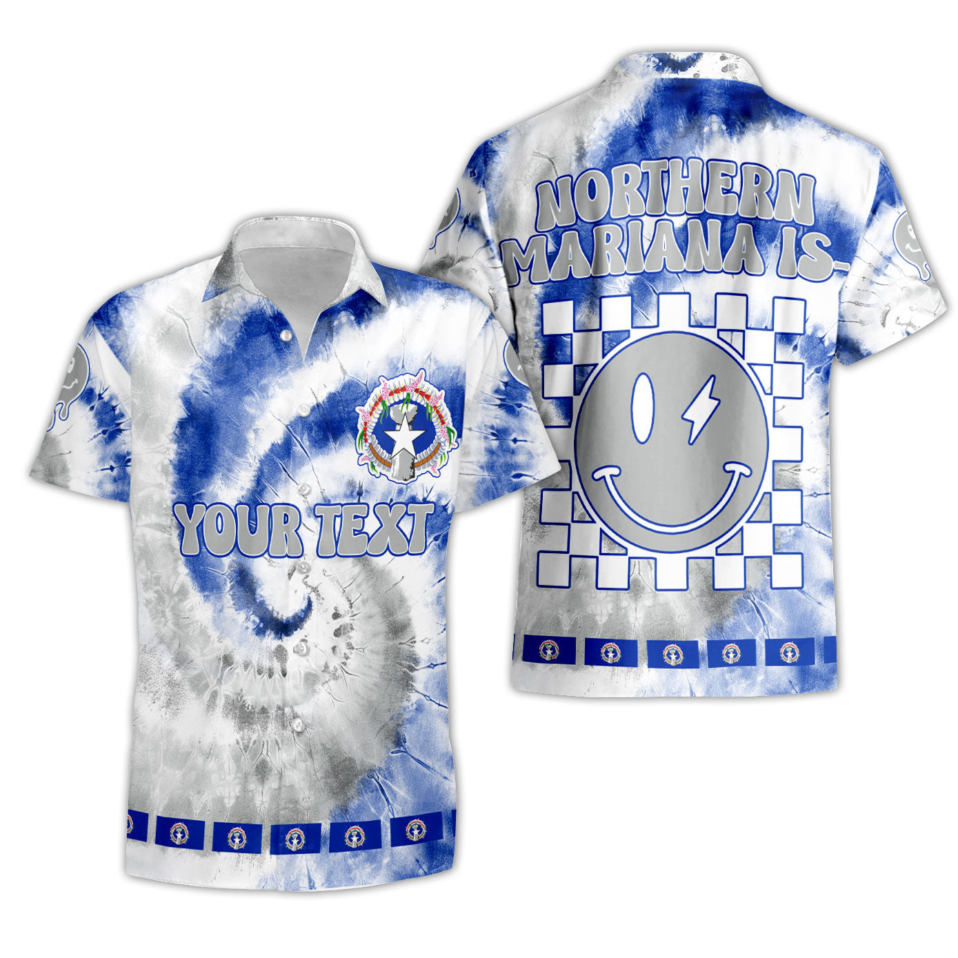 Northern Mariana Islands Short Sleeve Shirt Custom Tie Dye Style 3