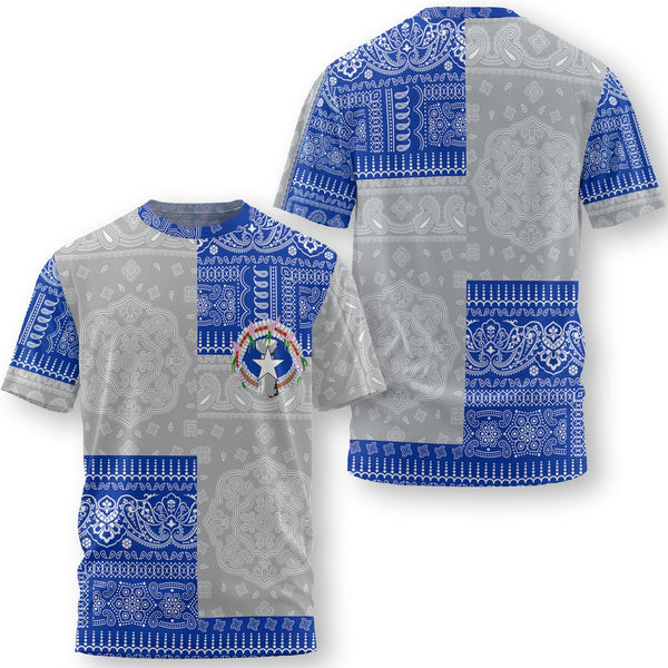 Northern Mariana Islands T Shirt Flag And Paisley Basic Style 1