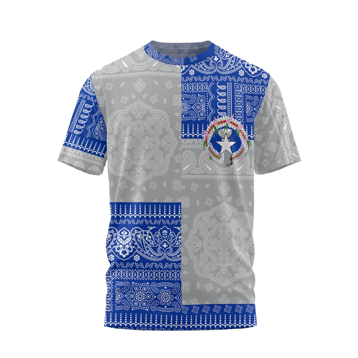 Northern Mariana Islands T Shirt Flag And Paisley Basic Style 2