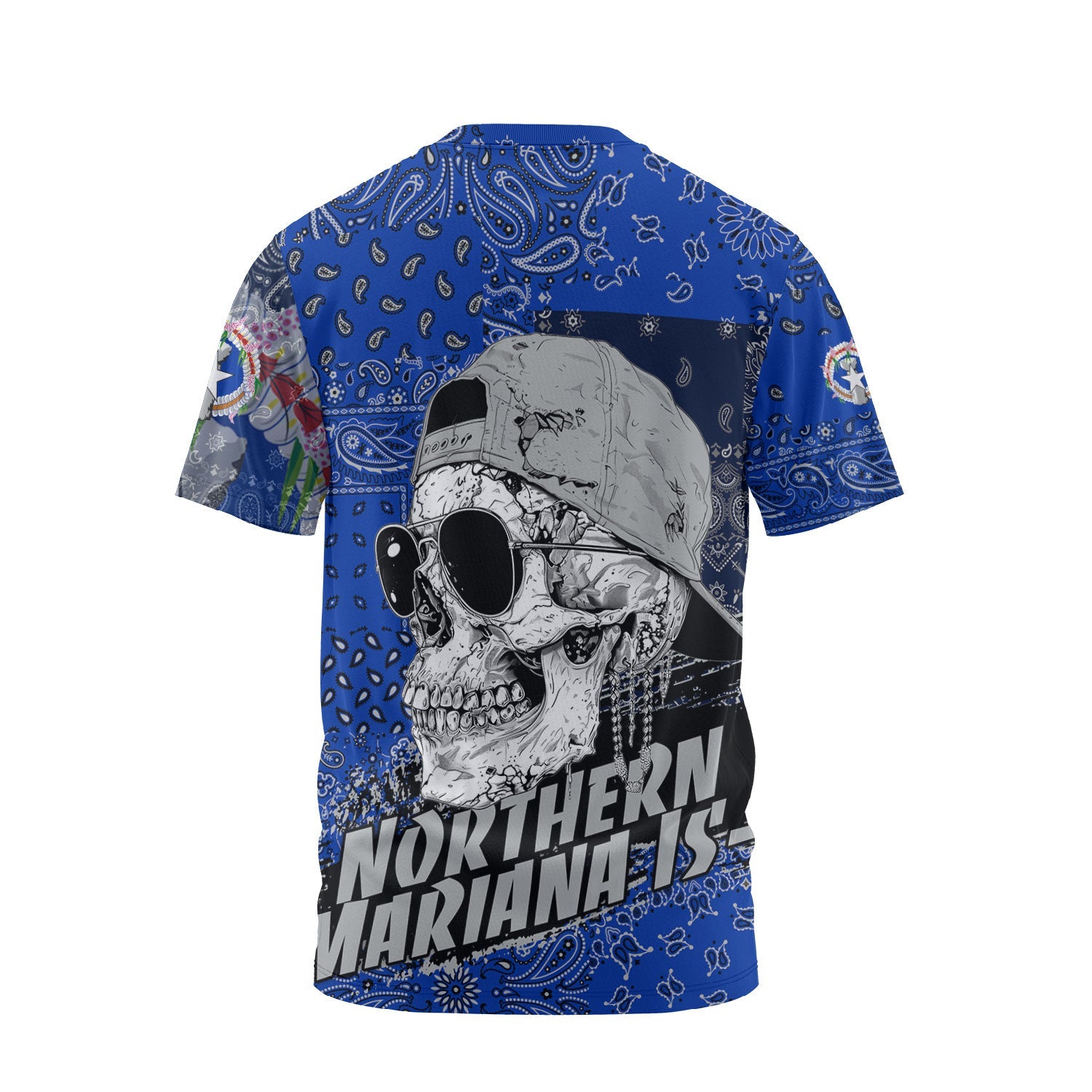 Northern Mariana Islands T Shirt Paisley Flag And Skull Style 2