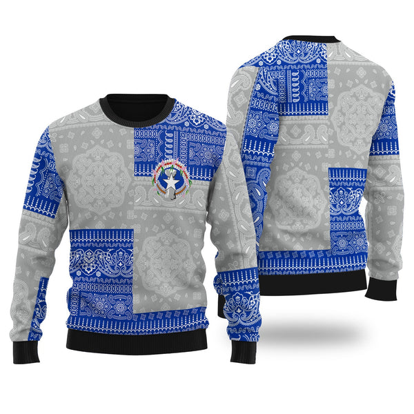 Northern Mariana Islands Ugly Sweater Flag And Paisley Basic Style 1