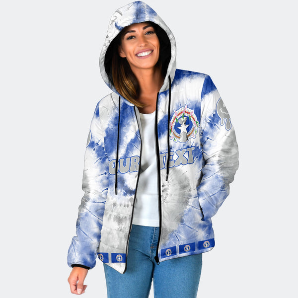 Northern Mariana Islands Women Hooded Padded Jacket Custom Tie Dye Style 1