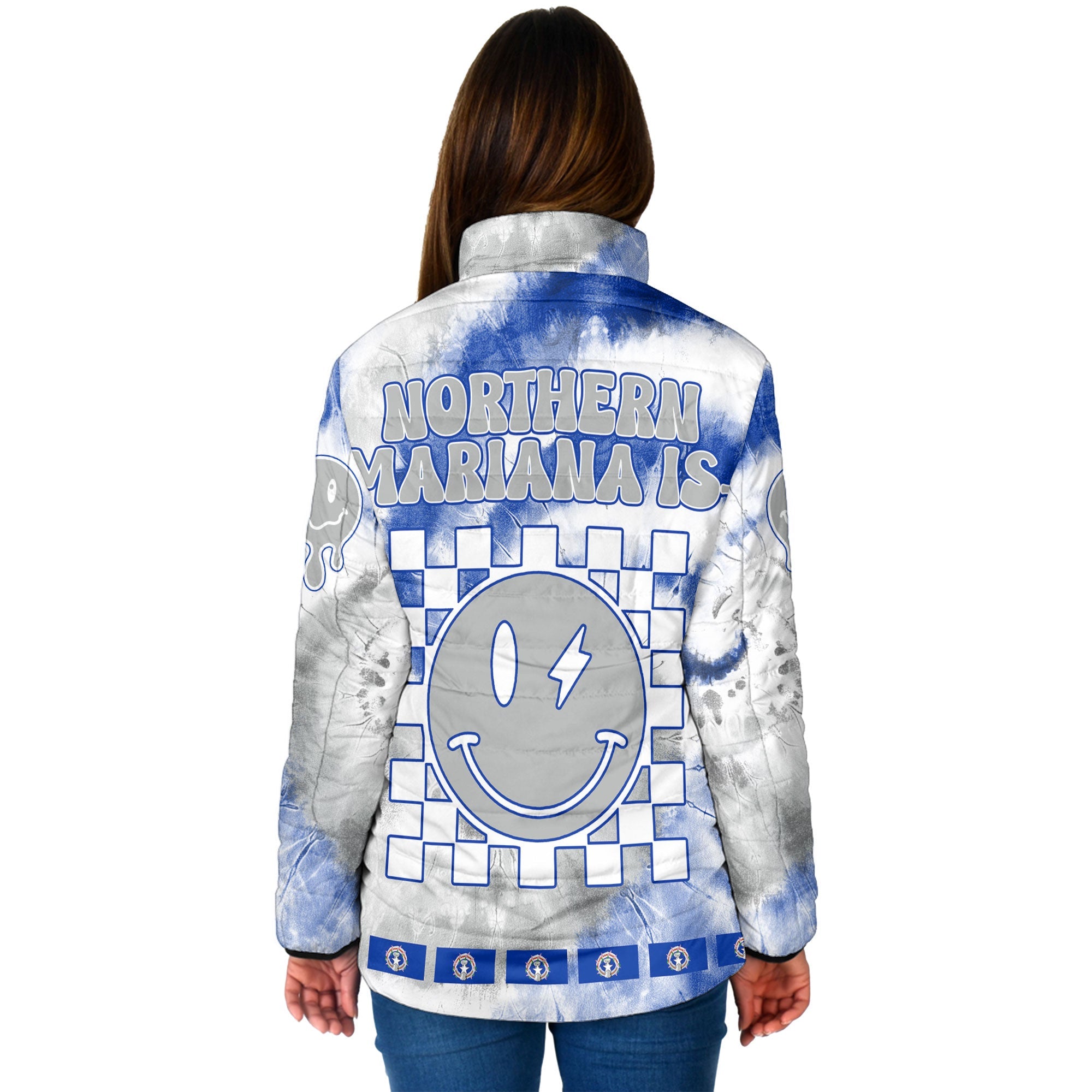 Northern Mariana Islands Women Padded Jacket Custom Tie Dye Style 2