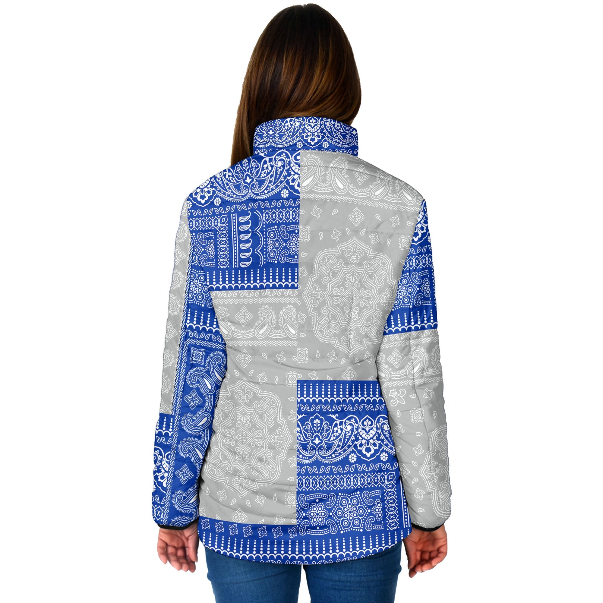 Northern Mariana Islands Women Padded Jacket Flag And Paisley Basic Style 2