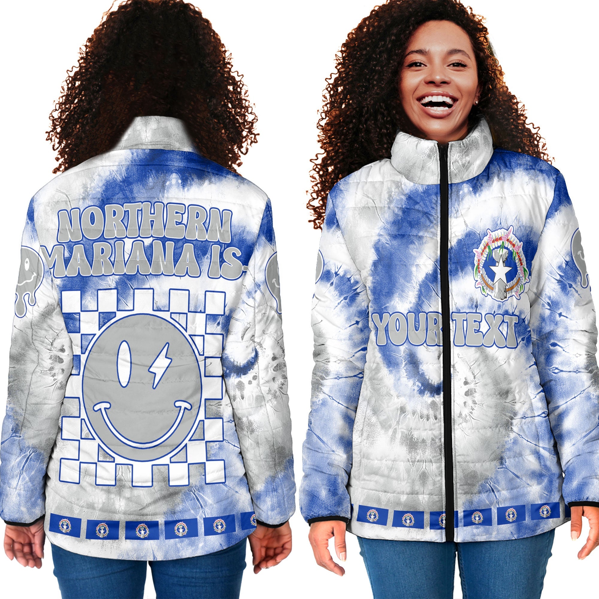 Northern Mariana Islands Women Padded Jacket Custom Tie Dye Style 4