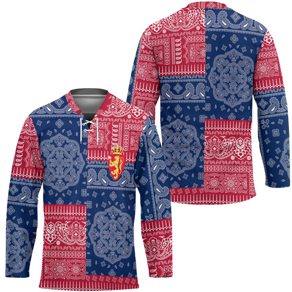 Norway Hockey Jersey Flag And Paisley Basic Style 1