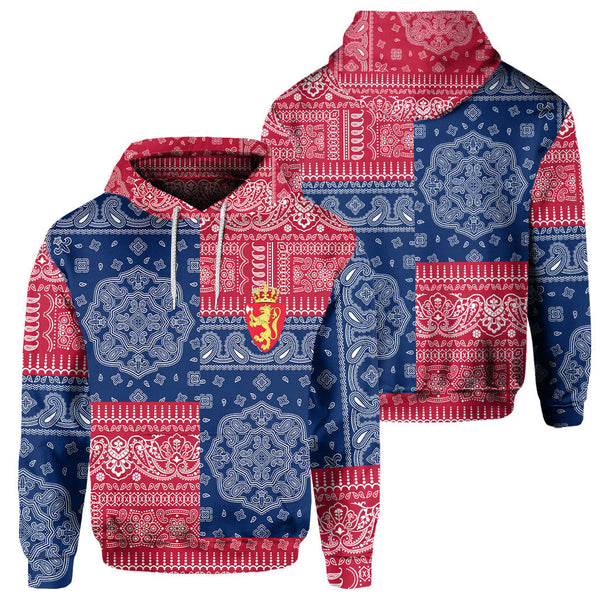 Norway Hoodie Flag And Paisley Basic Style 1