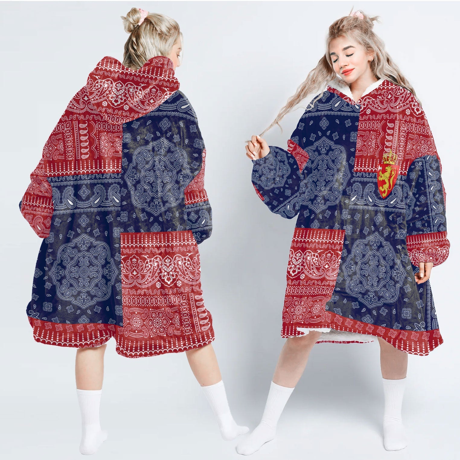 Norway Hoodie Blanket Flag And Paisley Basic Style 1