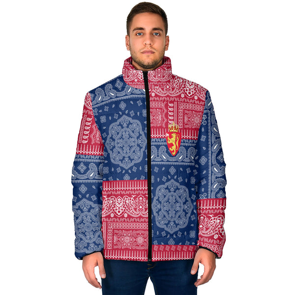 Norway Men Padded Jacket Flag And Paisley Basic Style 1