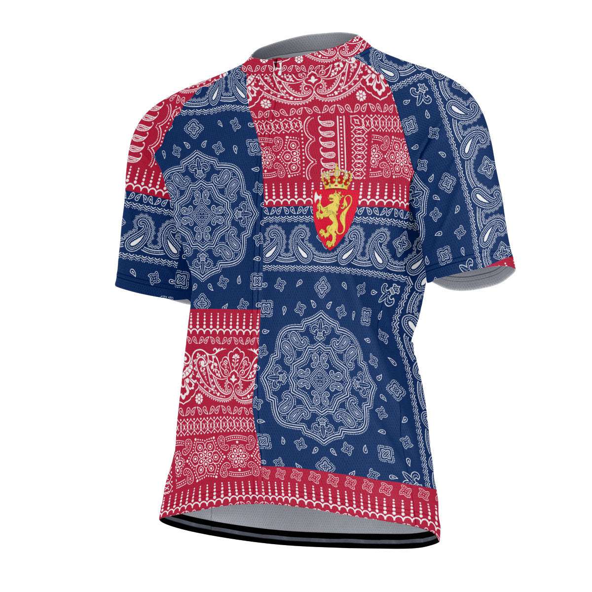 Norway Men Cycling Jersey Flag And Paisley Basic Style 2