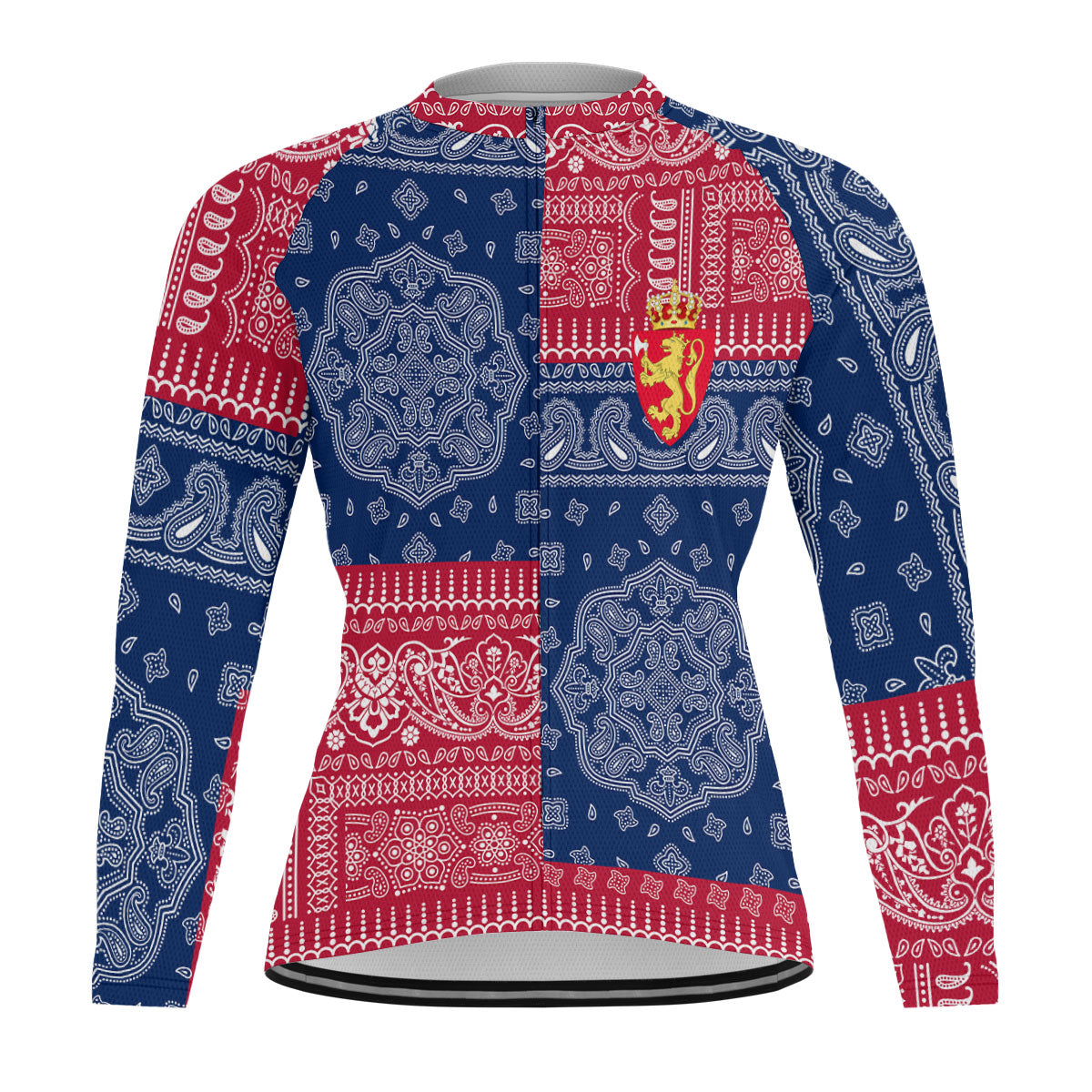 Norway Raglan Men Cycling Jersey Long Sleeve Flag And Paisley Basic Style 1