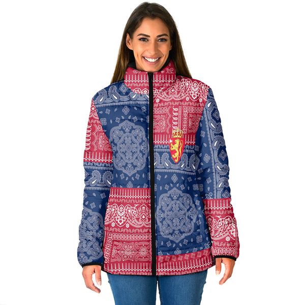 Norway Women Padded Jacket Flag And Paisley Basic Style 1