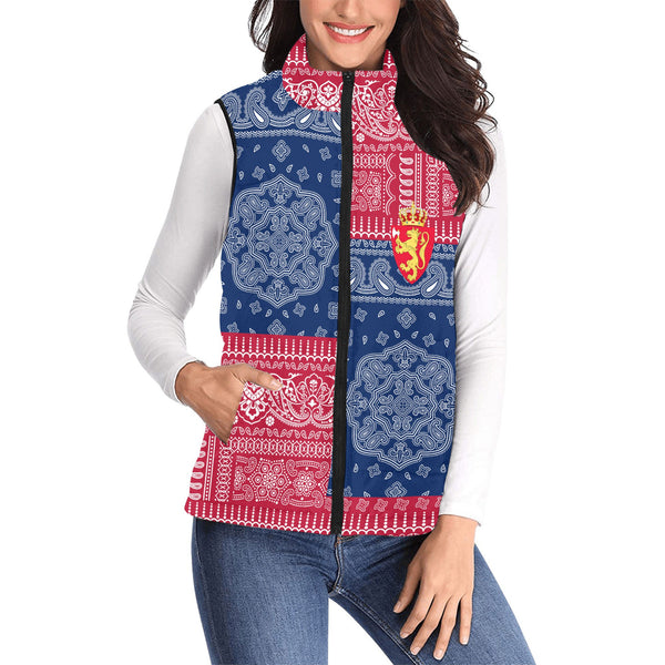 Norway Women Padded Jacket Vest Flag And Paisley Basic Style 1