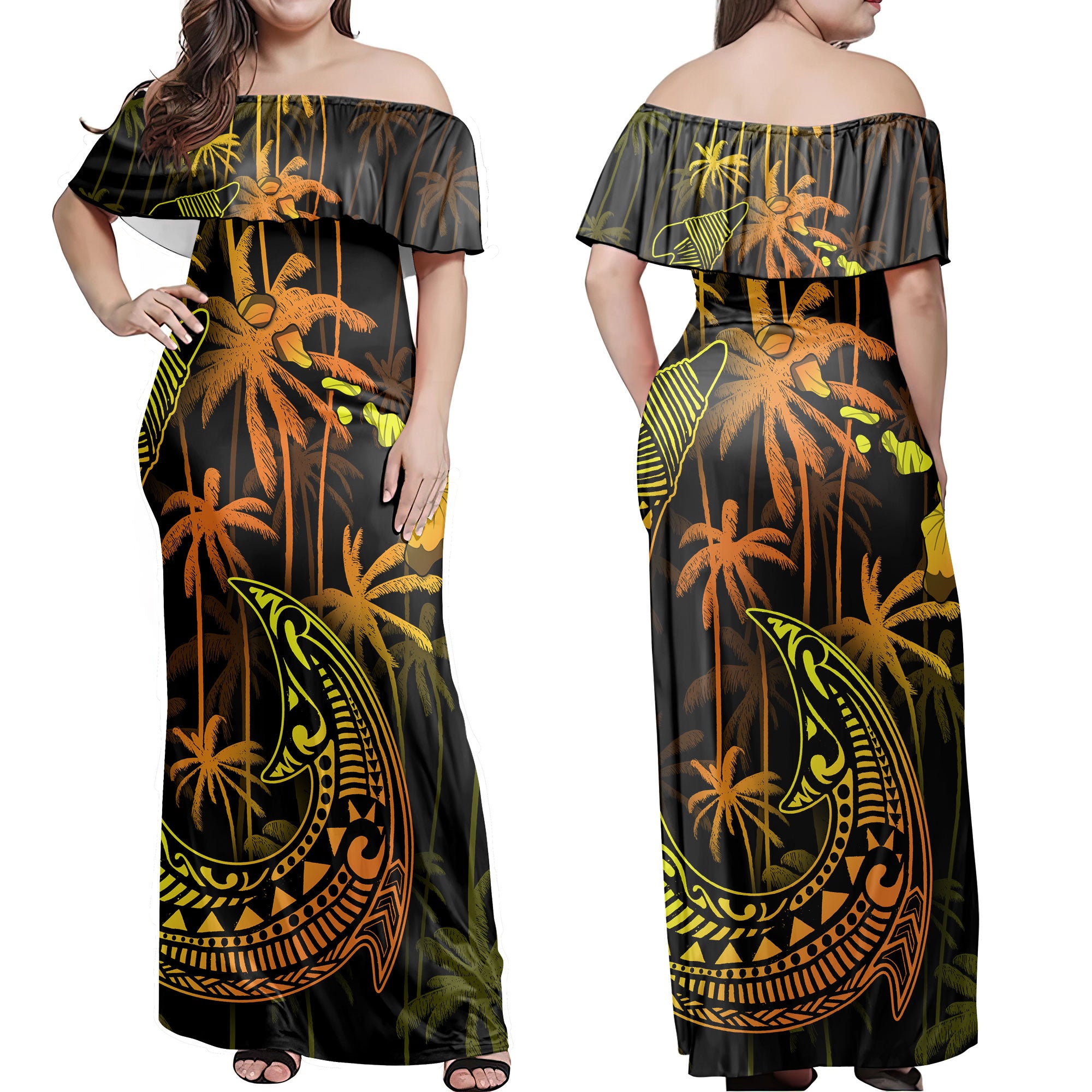 Hawaii Matching Outfits For Couples Polynesian Fish Hook &  Coconut Tree Style - TT01