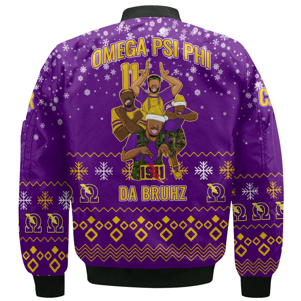 Personalized Omega Psi Phi Christmas Royal Purple Bomber Jackets Omega Men Style