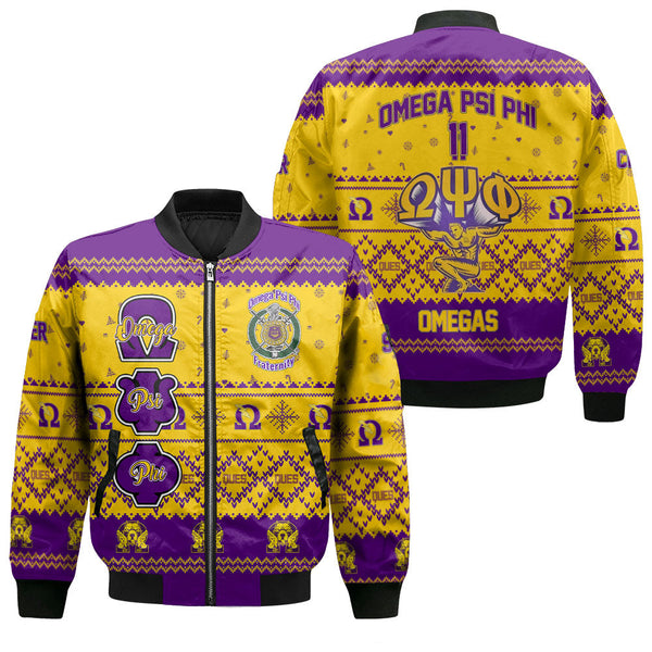 Personalized Omega Psi Phi ChristmasGolden Bomber Jackets Strong Omega Men Style