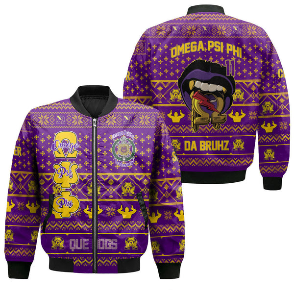 Personalized Omega Psi Phi Christmas Purple Bomber Jackets The Vampire Omega 1911 Style