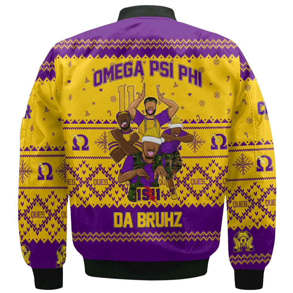 Personalized Omega Psi Phi ChristmasGolden Bomber Jackets Omega Men Style