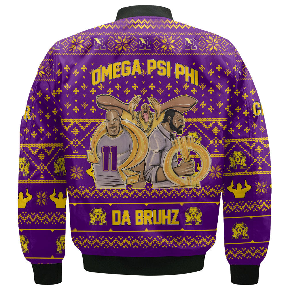 Personalized Omega Psi Phi Christmas Purple Bomber Jackets Omega Brothers Style