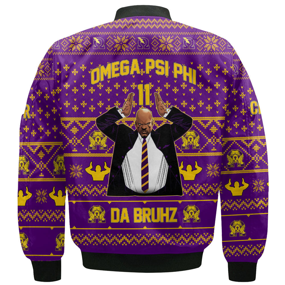 Personalized Omega Psi Phi Christmas Purple Bomber Jackets Omega Leader Man Style