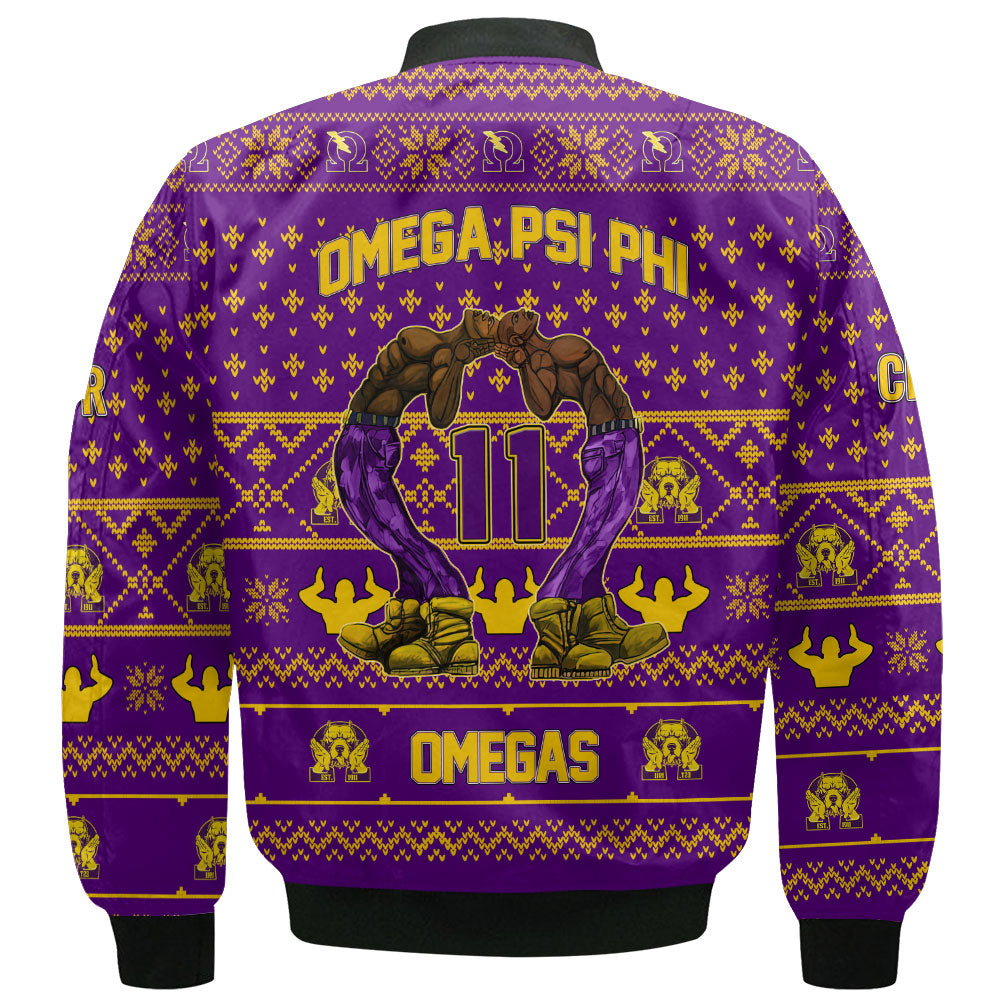 Personalized Omega Psi Phi Christmas Purple Bomber Jackets SOBAT Style