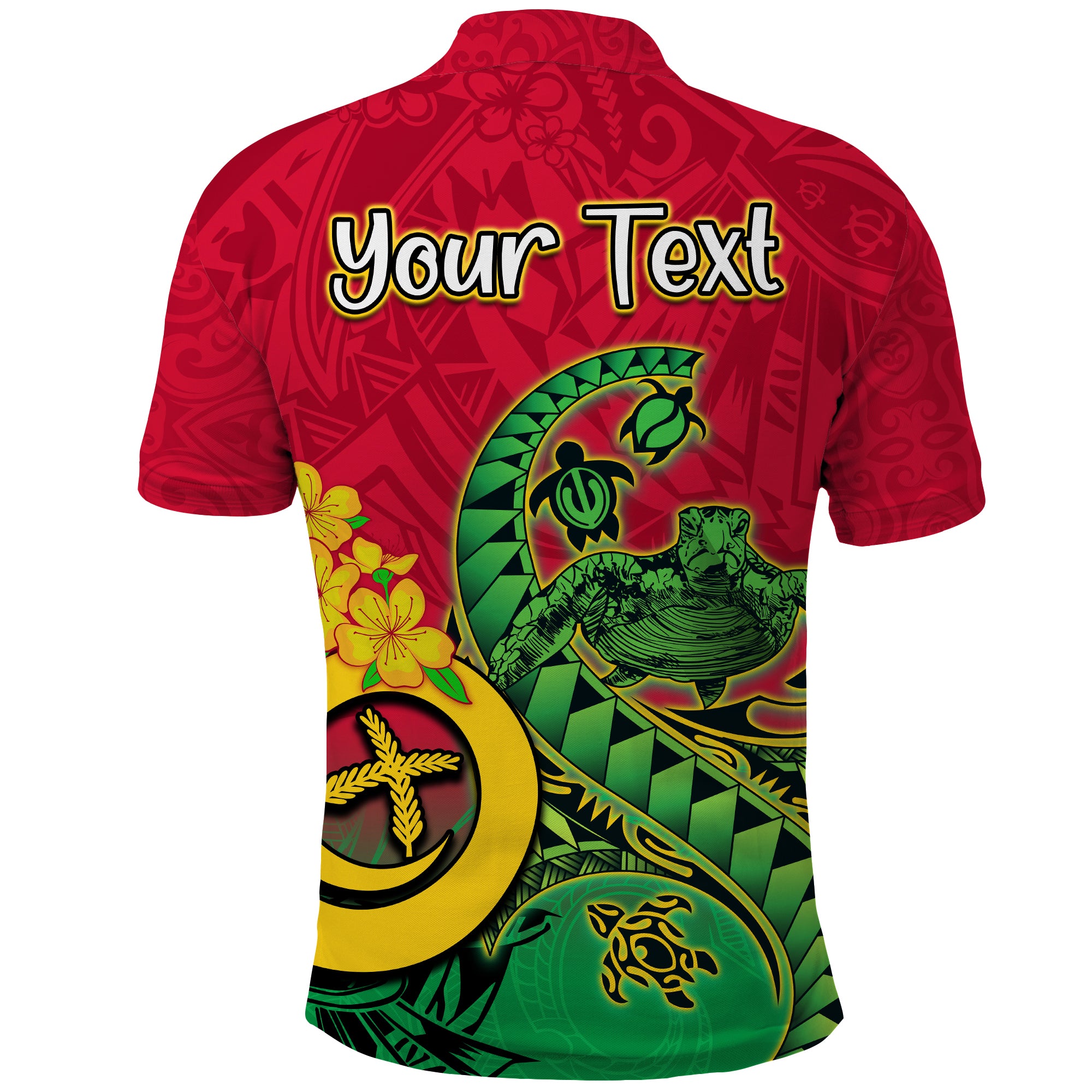 Custom Vanuatu Polo Polynesian Happy Independence Day Fresh Life Turtle Wave - LH1