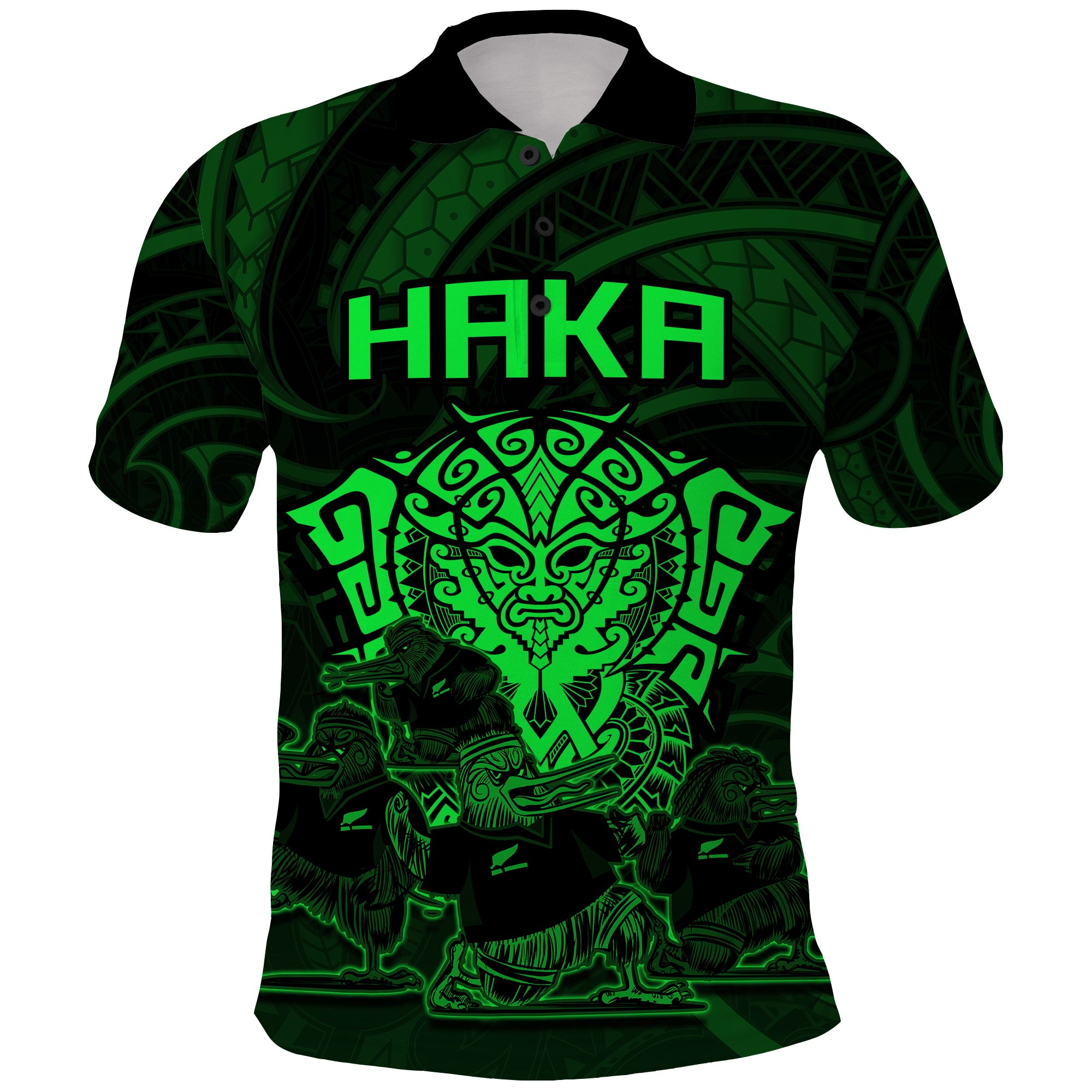 Custom New Zealand Polo Shirt Haka Rugby Kiwi Bird Maori Mix Silver Fern Style - LH1