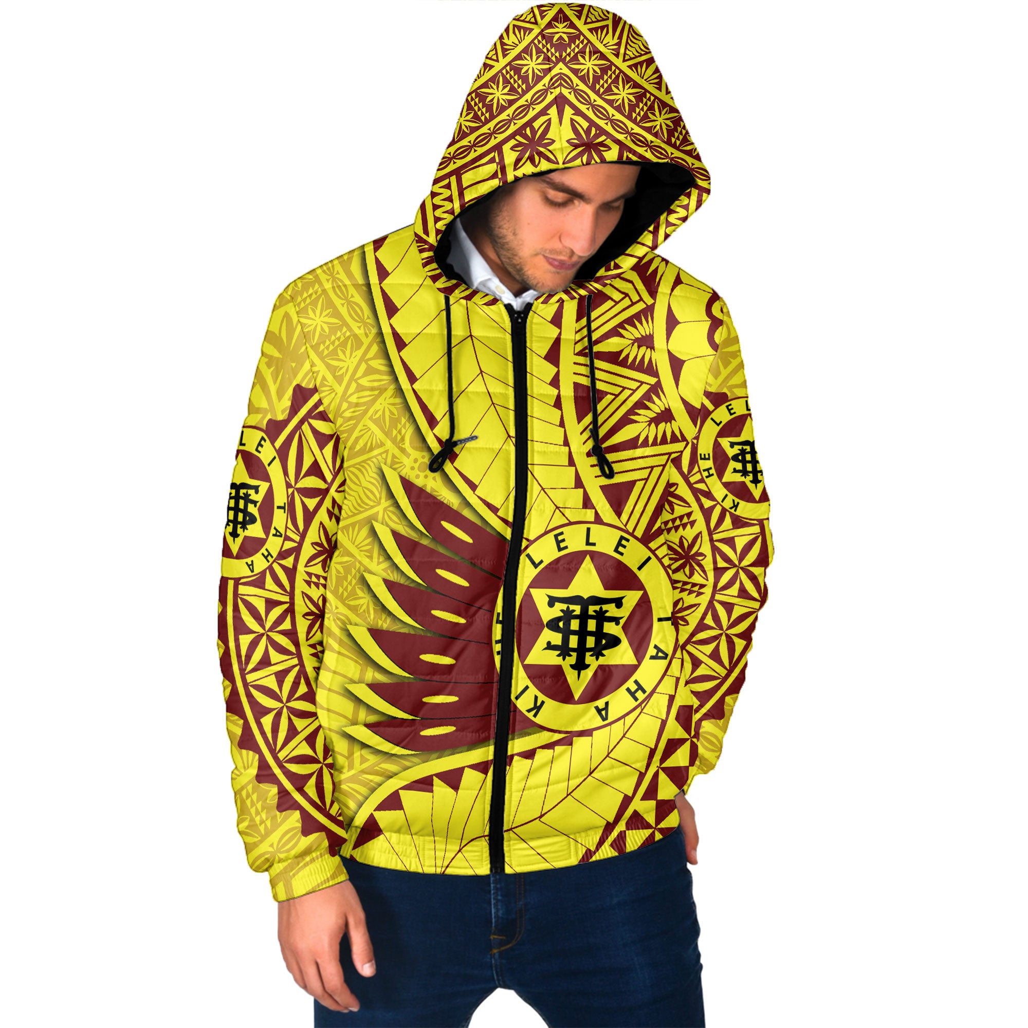 Custom Tonga High School Men Hooded Padded Jacket Tonga Golden Style