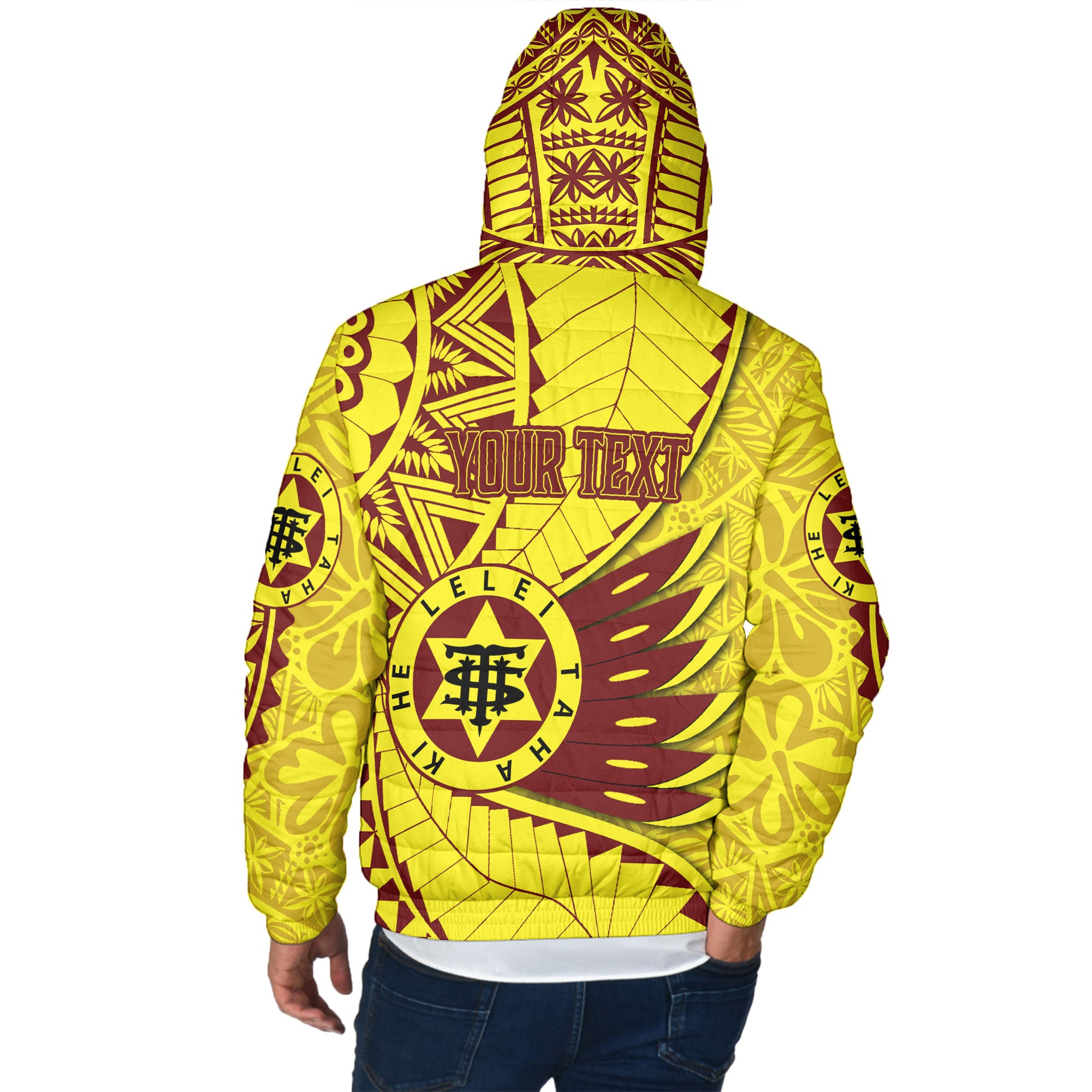 Custom Tonga High School Men Hooded Padded Jacket Tonga Golden Style