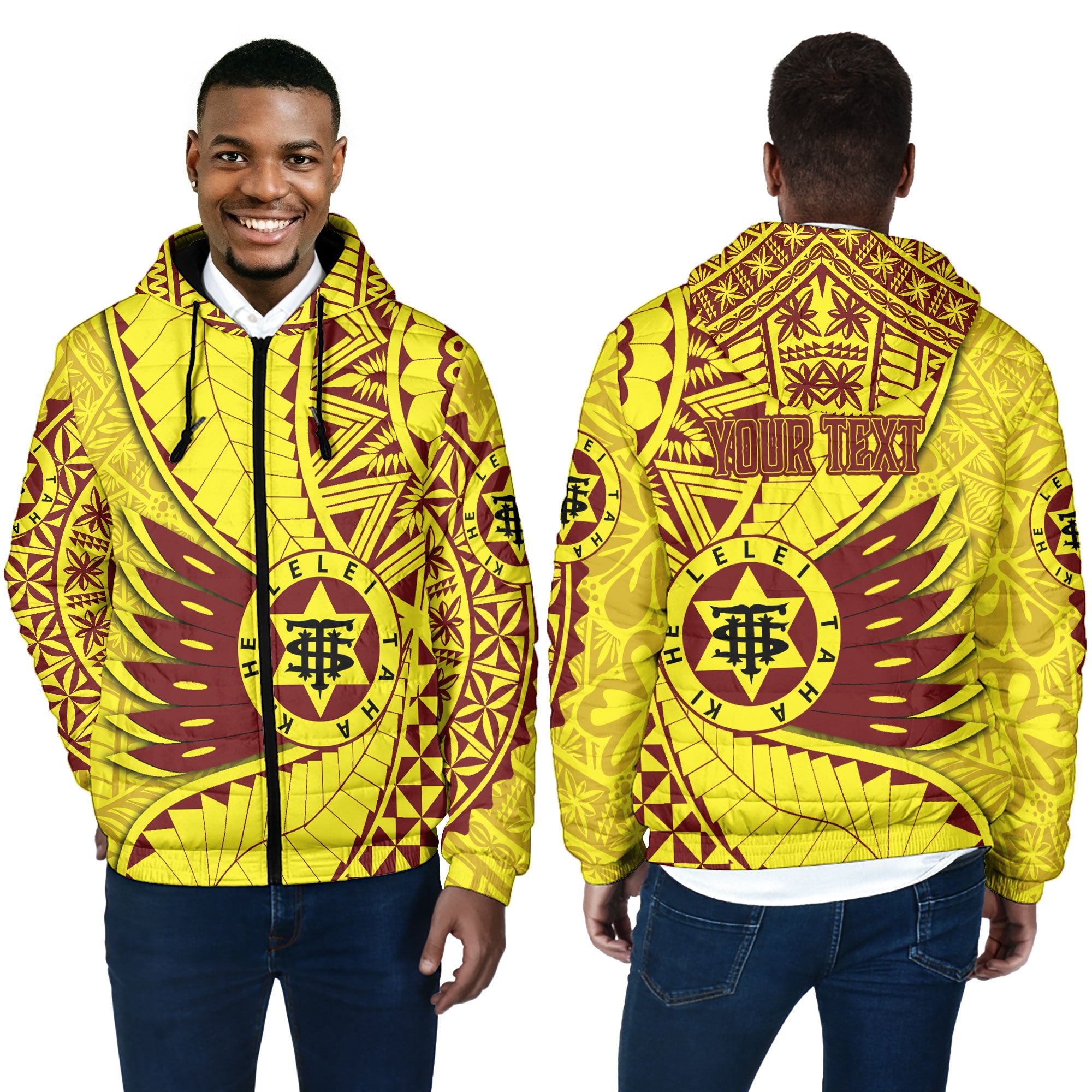 Custom Tonga High School Men Hooded Padded Jacket Tonga Golden Style