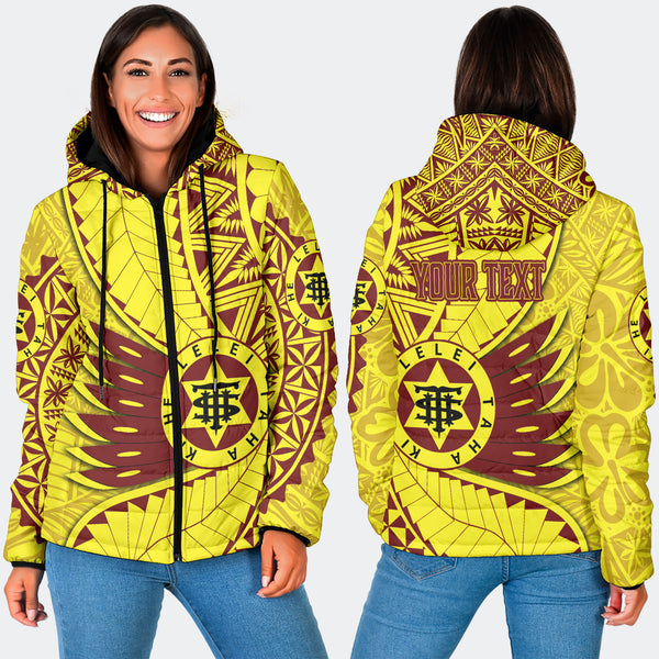 Custom Tonga High School Women Hooded Padded Jacket Tonga Golden Style