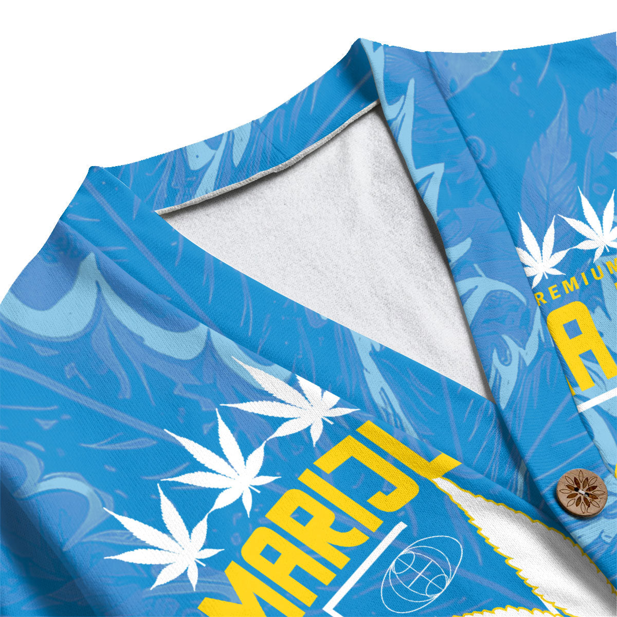 Palau Fleece Cardigan Flag & Coat Of Arms Marijuanas Style