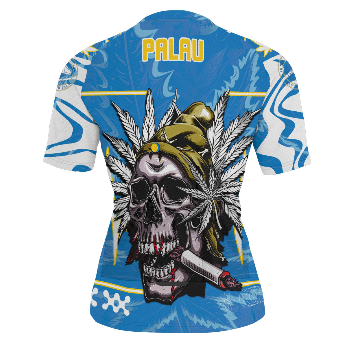 Palau Men's Cycling Jersey Flag & Coat Of Arms Marijuanas Style