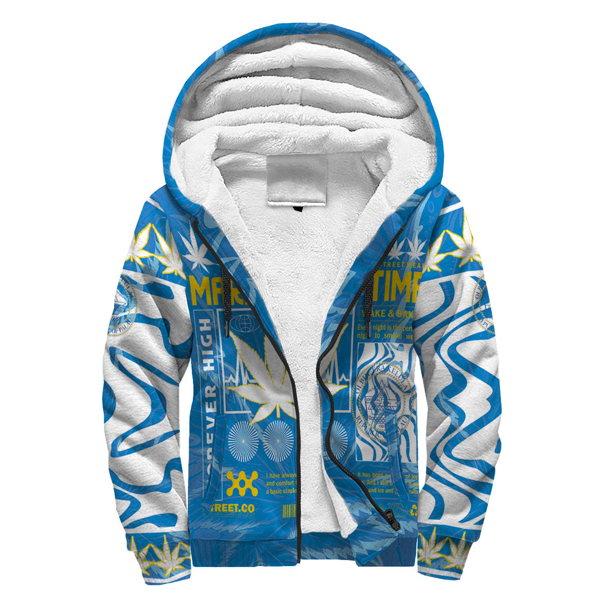 Palau Sherpa Hoodie Flag & Coat Of Arms Marijuanas Style