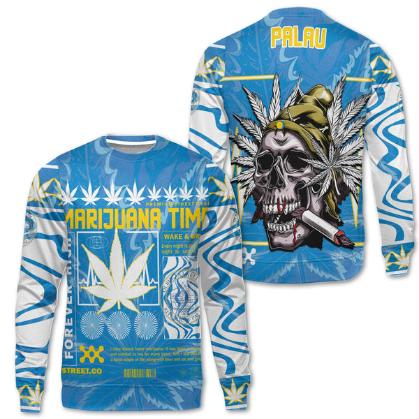 Palau Sweatshirt Flag & Coat Of Arms Marijuanas Style