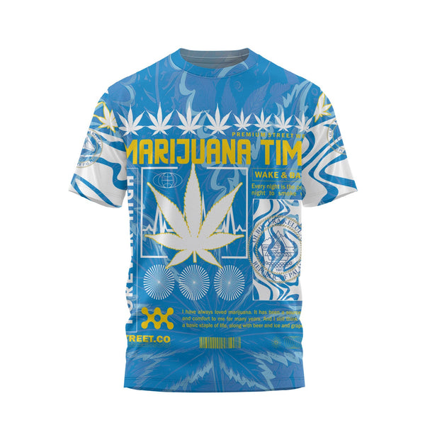 Palau T Shirt Flag & Coat Of Arms Marijuanas Style