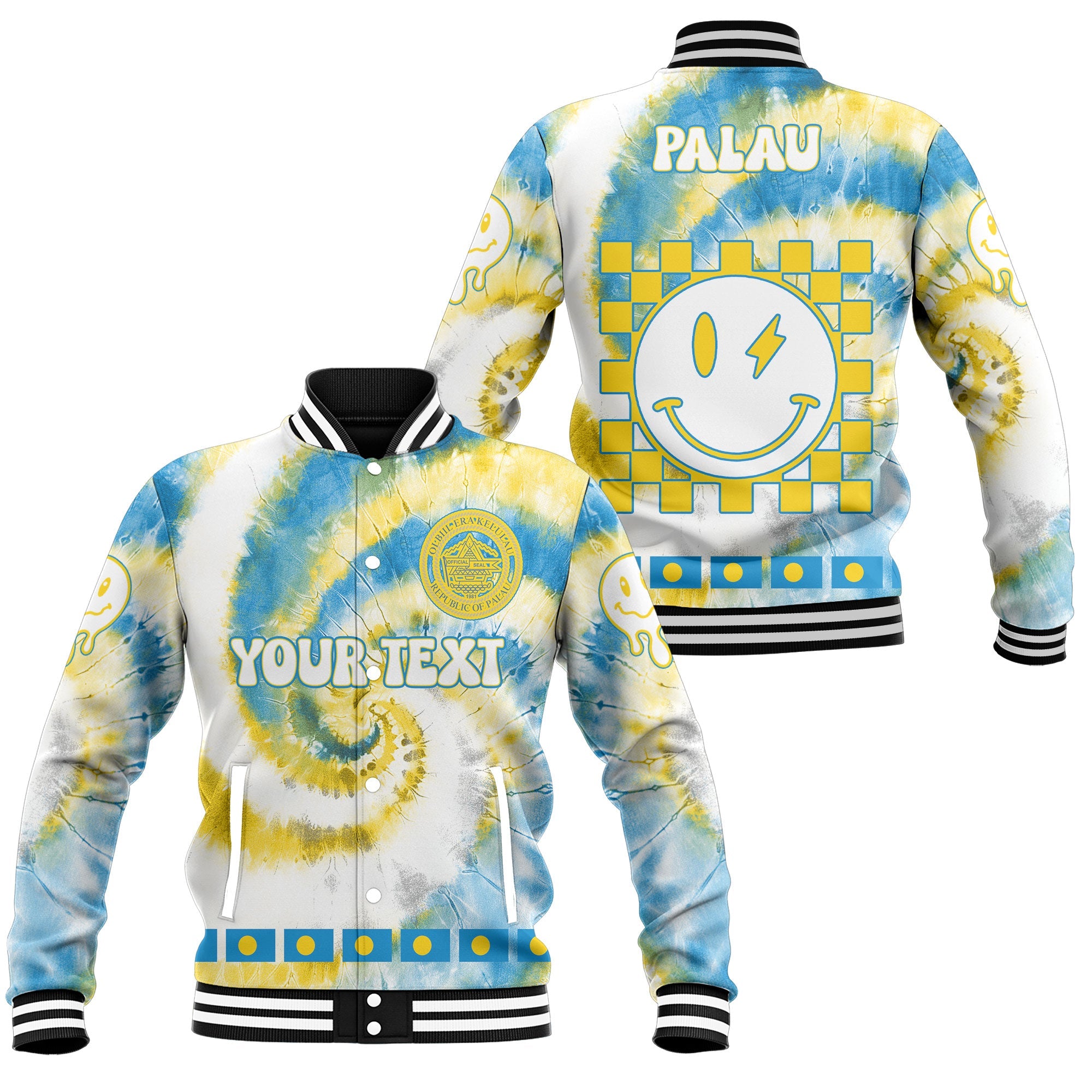 Palau Baseball Jacket Custom Tie Dye Style 1