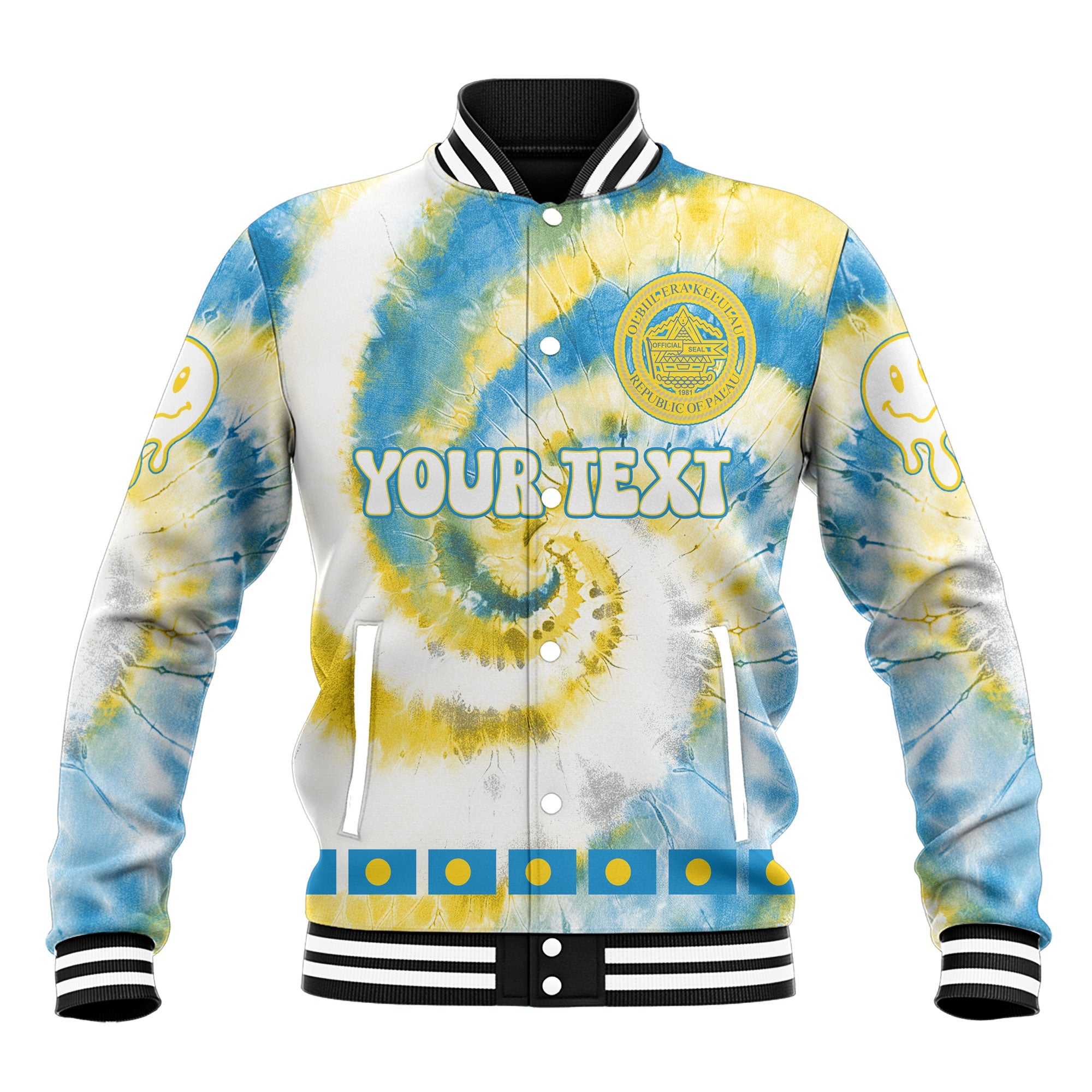 Palau Baseball Jacket Custom Tie Dye Style 2