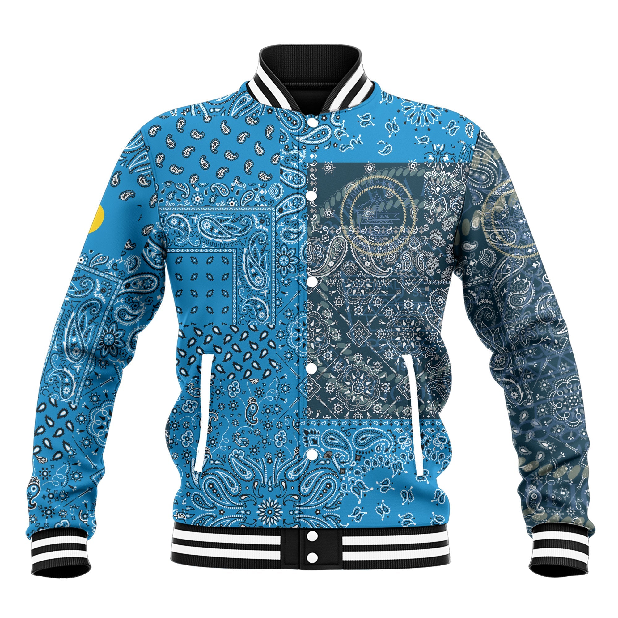 Palau Baseball Jacket Paisley Flag And Skull Style 2