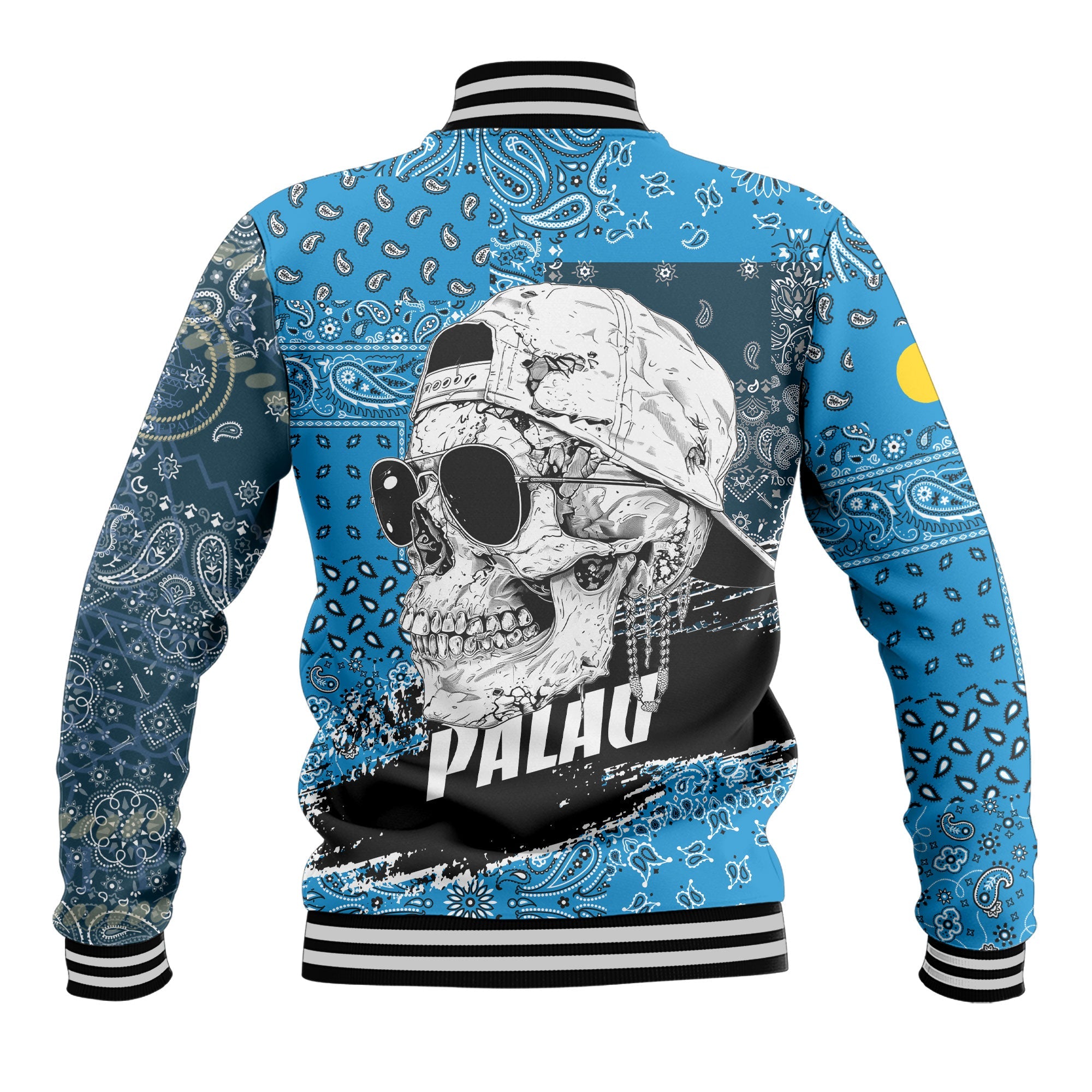 Palau Baseball Jacket Paisley Flag And Skull Style 3