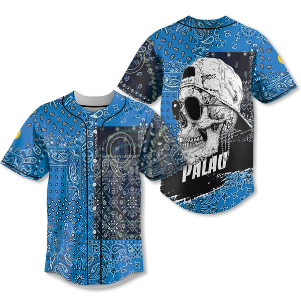 Palau Baseball Jersey Paisley Flag And Skull Style 1