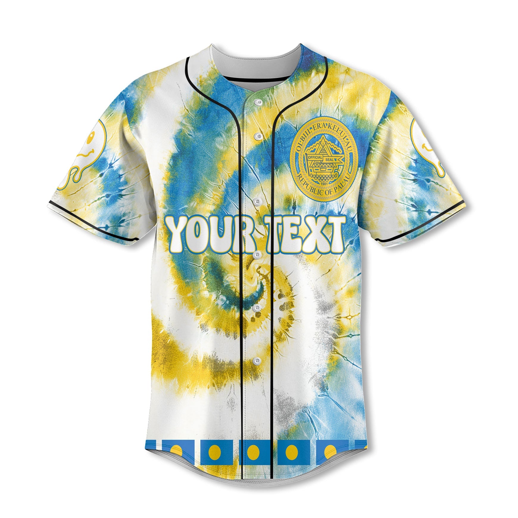 Palau Baseball Jersey Custom Tie Dye Style 2