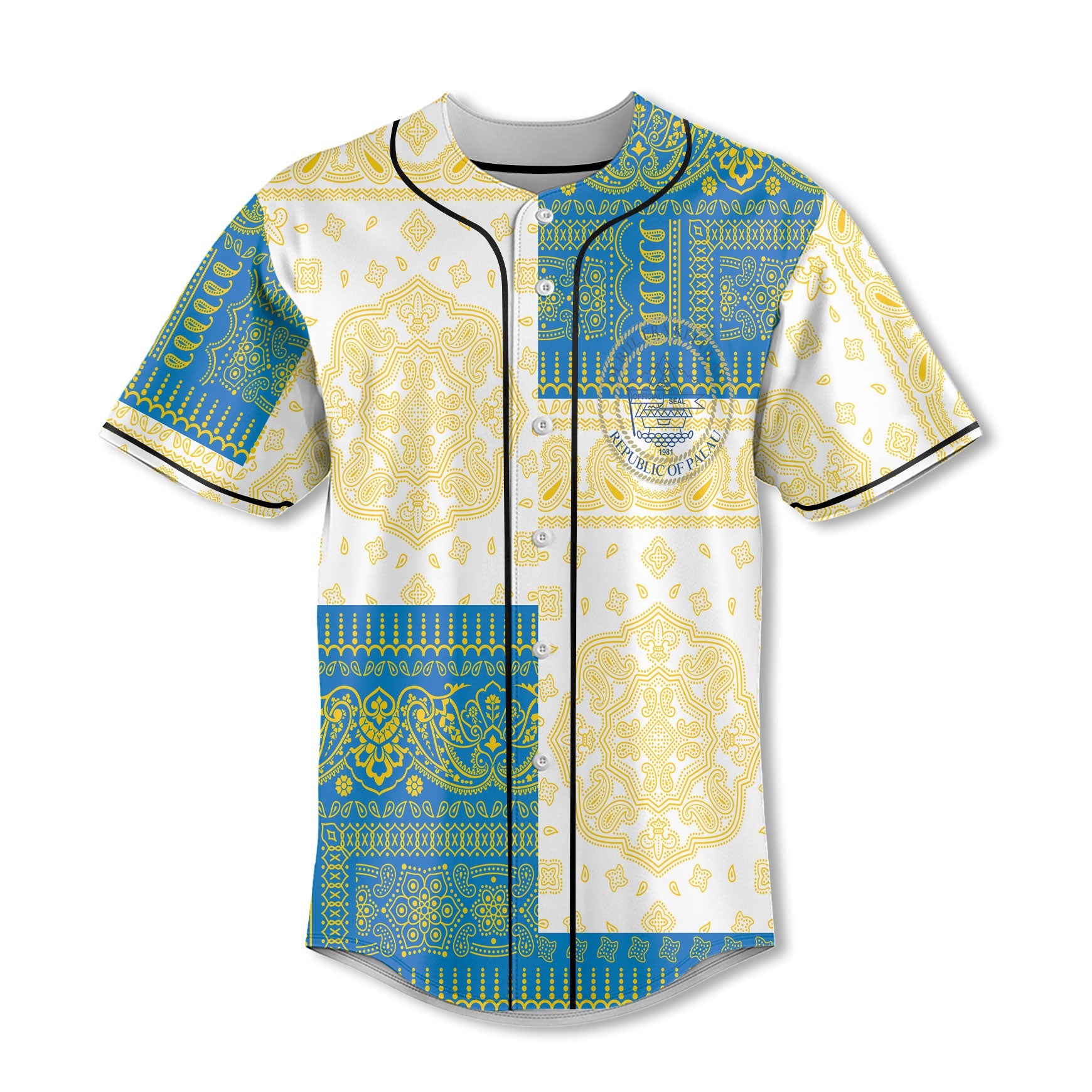 Palau Baseball Jersey Flag And Paisley Basic Style 2