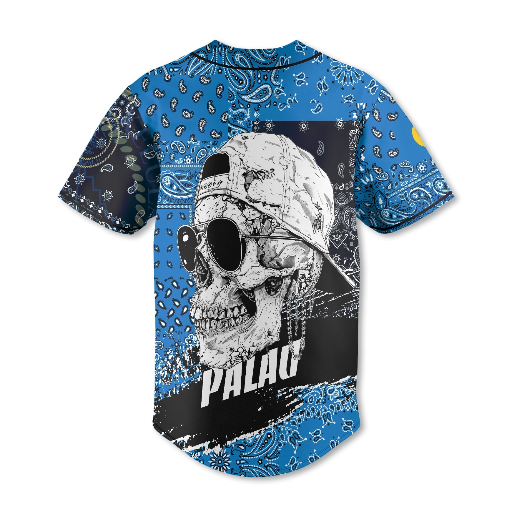 Palau Baseball Jersey Paisley Flag And Skull Style 3