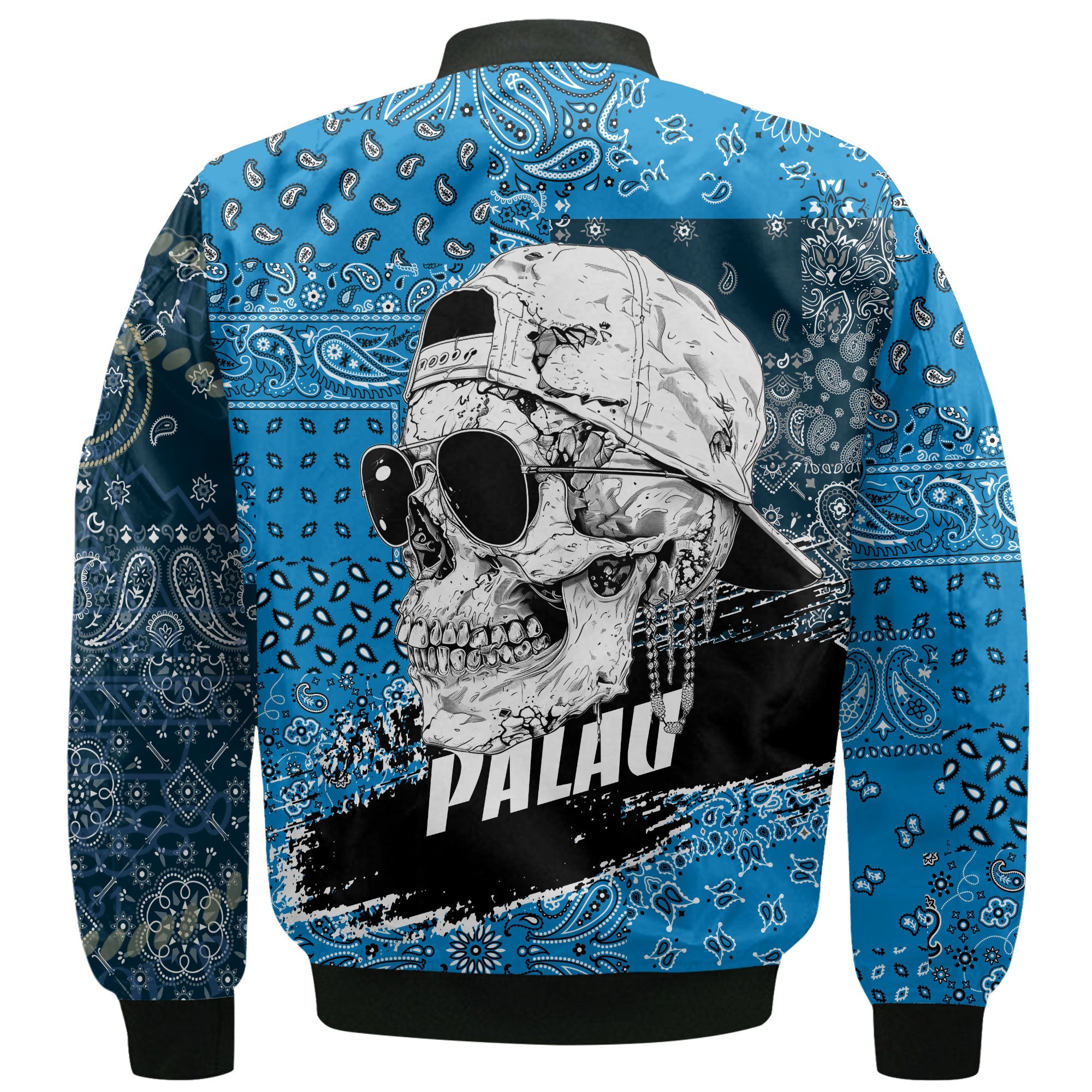 Palau Bomber Jacket Paisley Flag And Skull Style 3