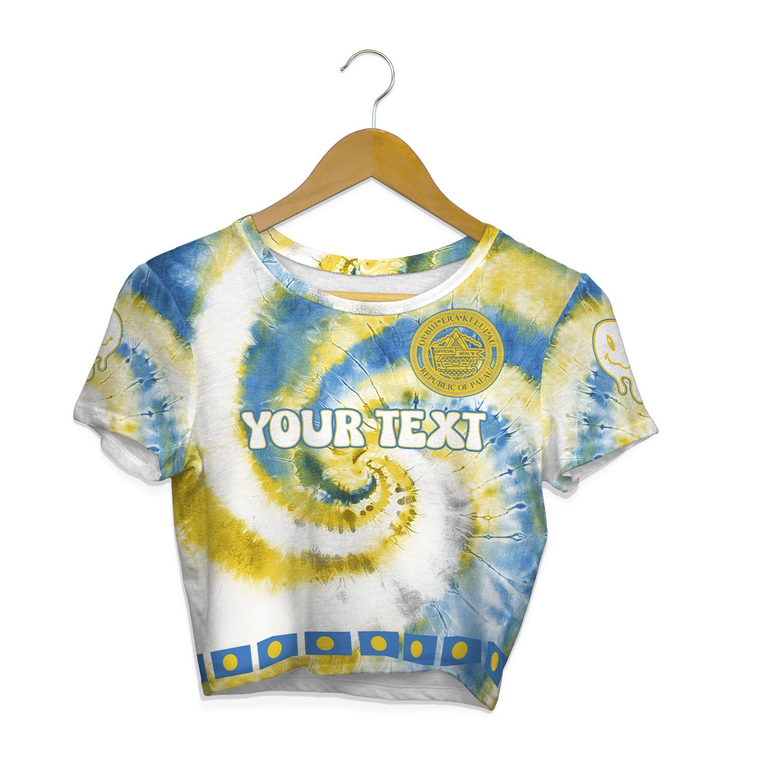 Palau Croptop T Shirt Custom Tie Dye Style 1