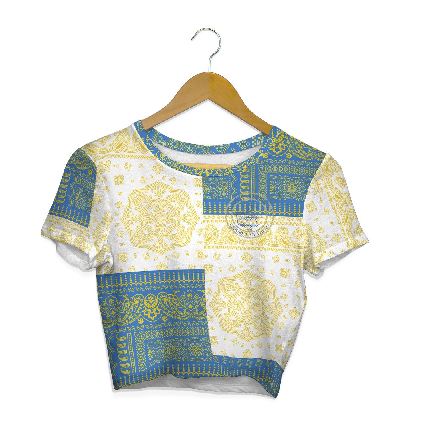 Palau Croptop T Shirt Flag And Paisley Basic Style 1