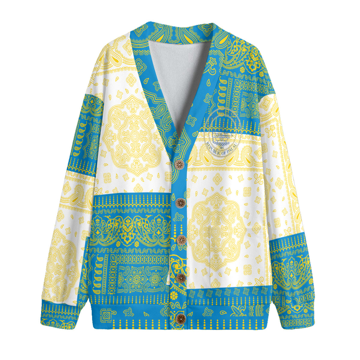 Palau Fleece Cardigan Flag And Paisley Basic Style 1