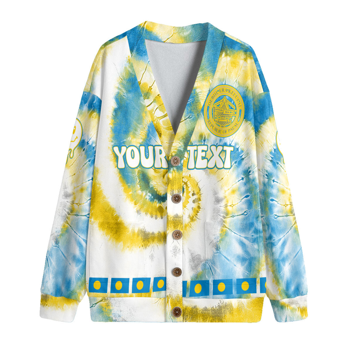 Palau Fleece Cardigan Custom Tie Dye Style 4